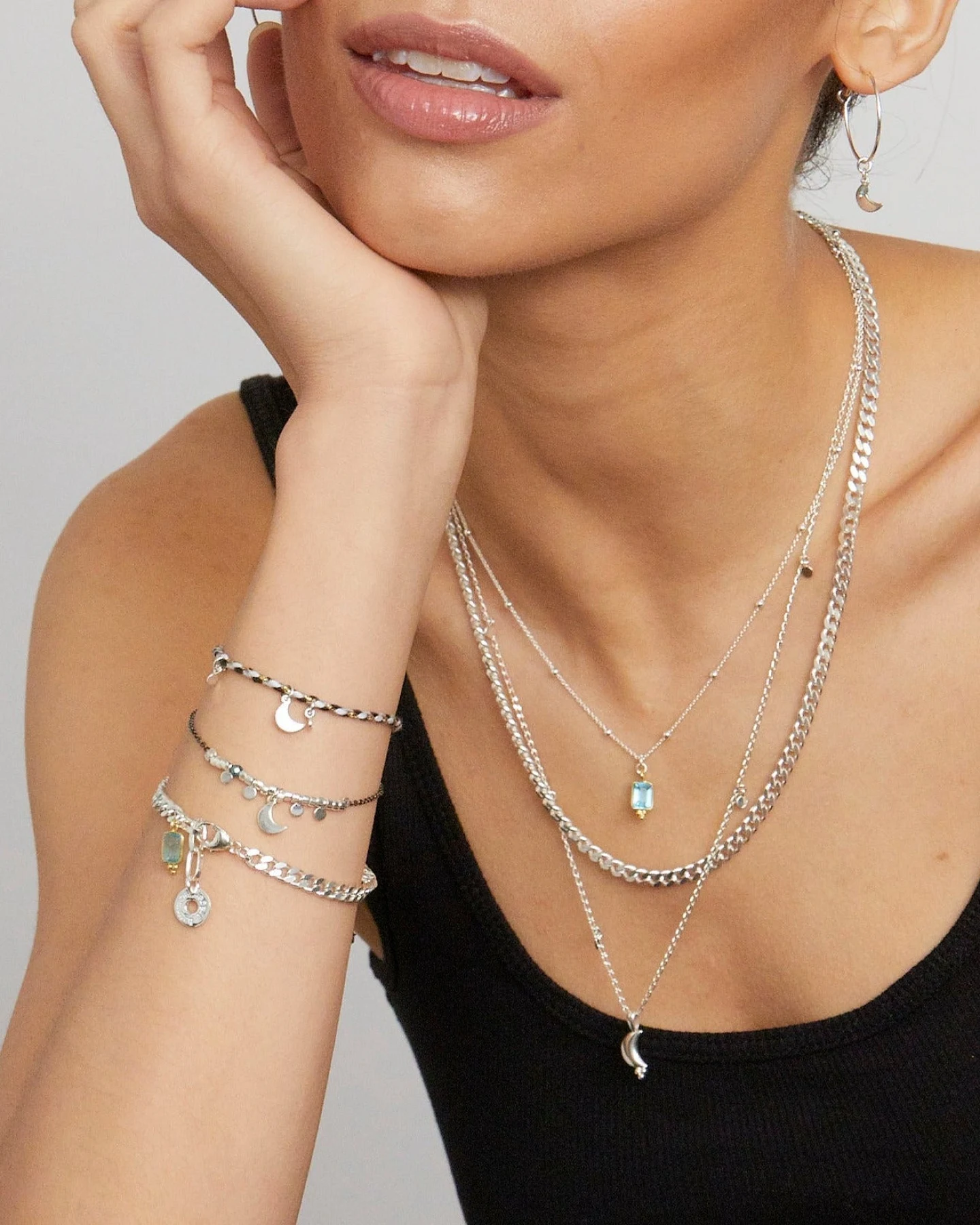 Hoffnungsträger Mond Kette "Magic Moon" Glitzer Silber – Ansicht 4