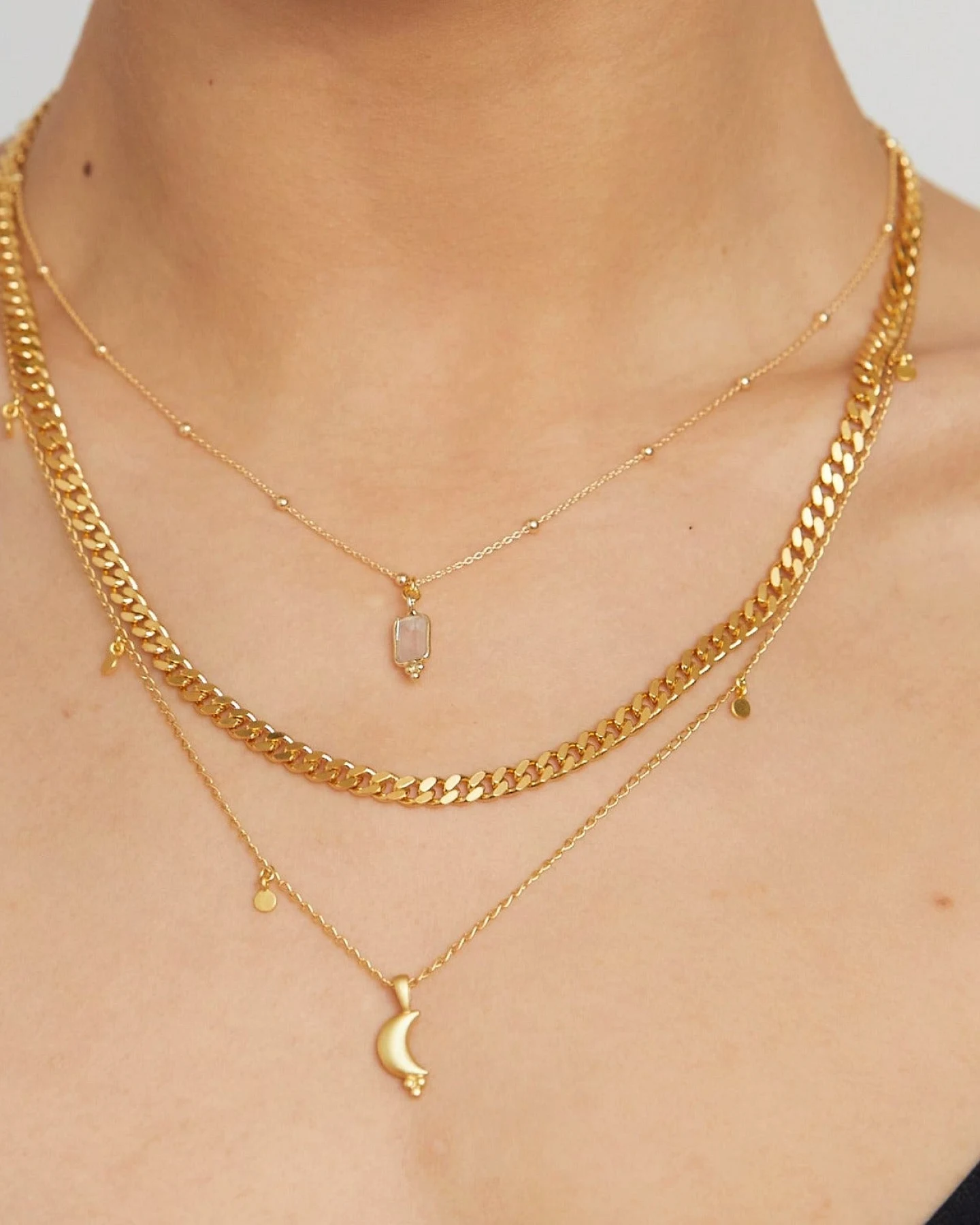 Hoffnungsträger Mond Kette "Magic Moon" Glitzer Gold – Ansicht 4
