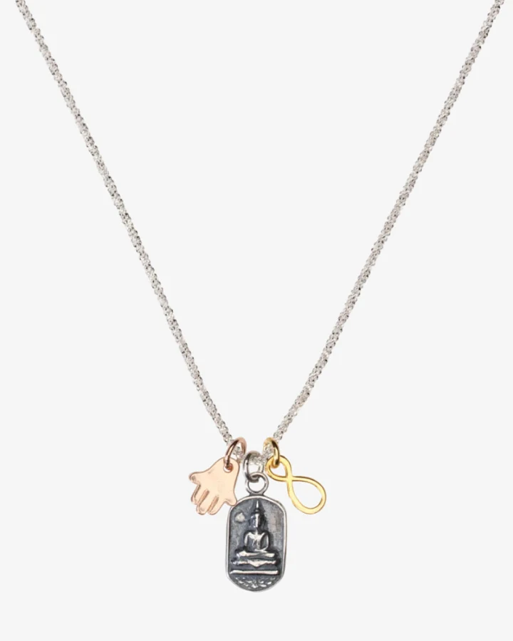 Hoffnungsträger Glitzerkette mit Glücksbringern Silber