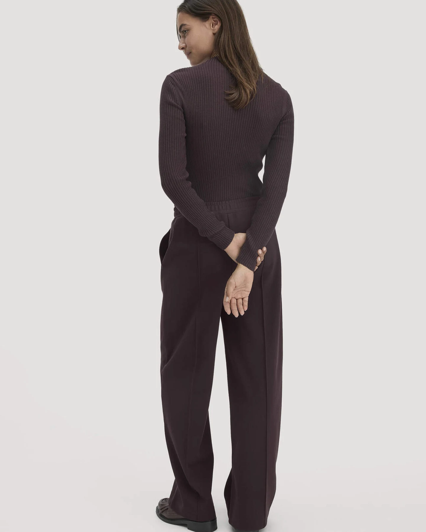 hessnatur Damen Jersey Hose Wide Leg Relaxed aus Bio-Baumwolle - braun - Größe 36 – Ansicht 2