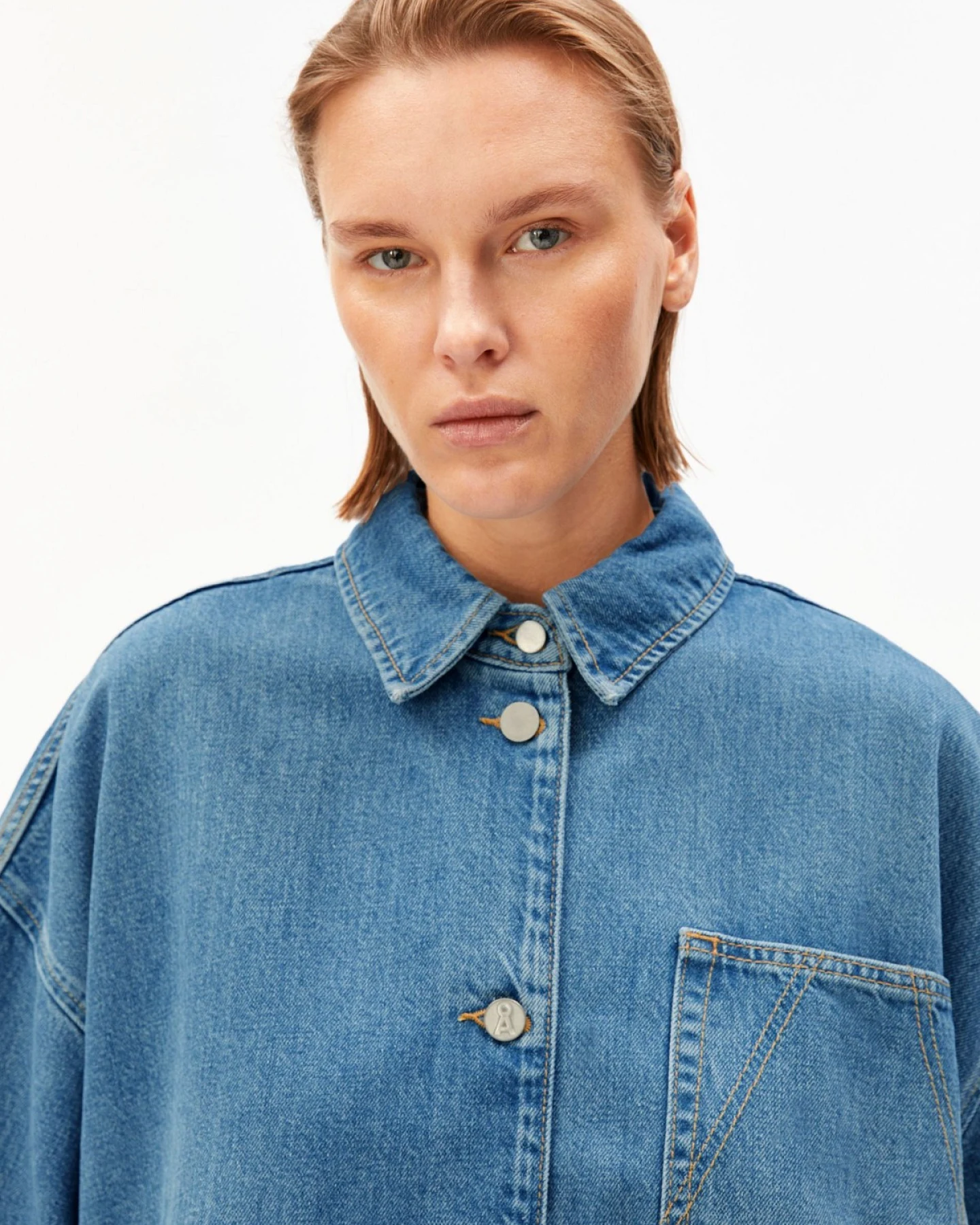 Bluse Denim Overshirt Blau – Ansicht 4