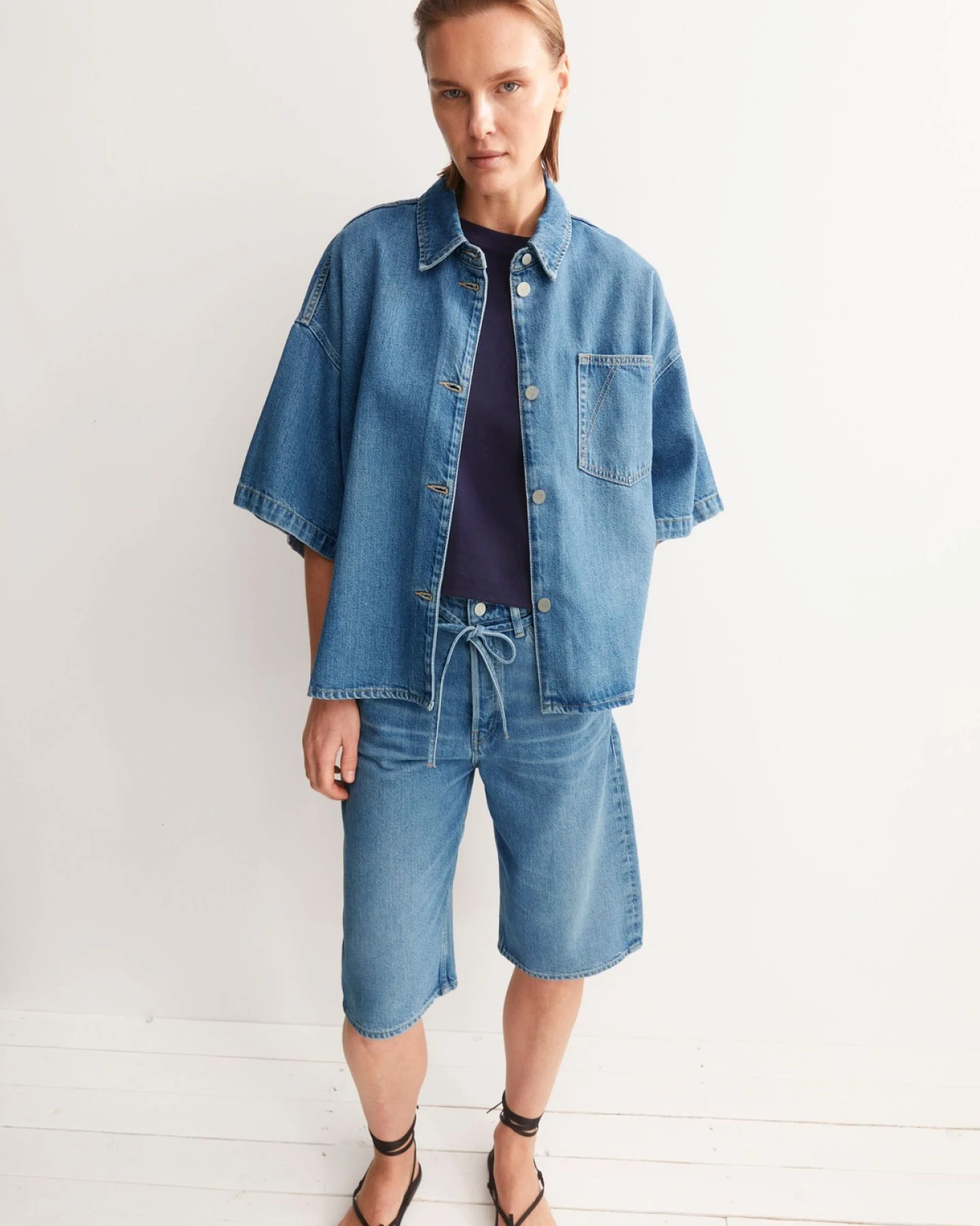 Bluse Denim Overshirt Blau – Ansicht 5