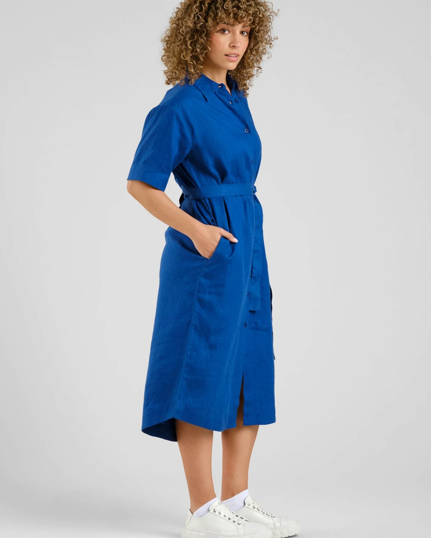 Kleid Ripa Linen Blau – Ansicht 4