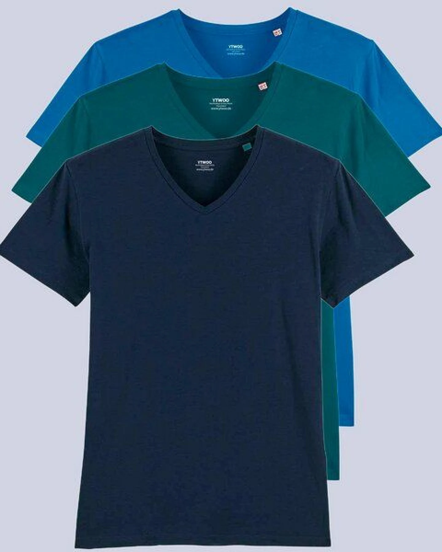 YTWOO 3er Pack Herren T-Shirt mit V-Ausschnitt, Bio-Qualität – Ansicht 2