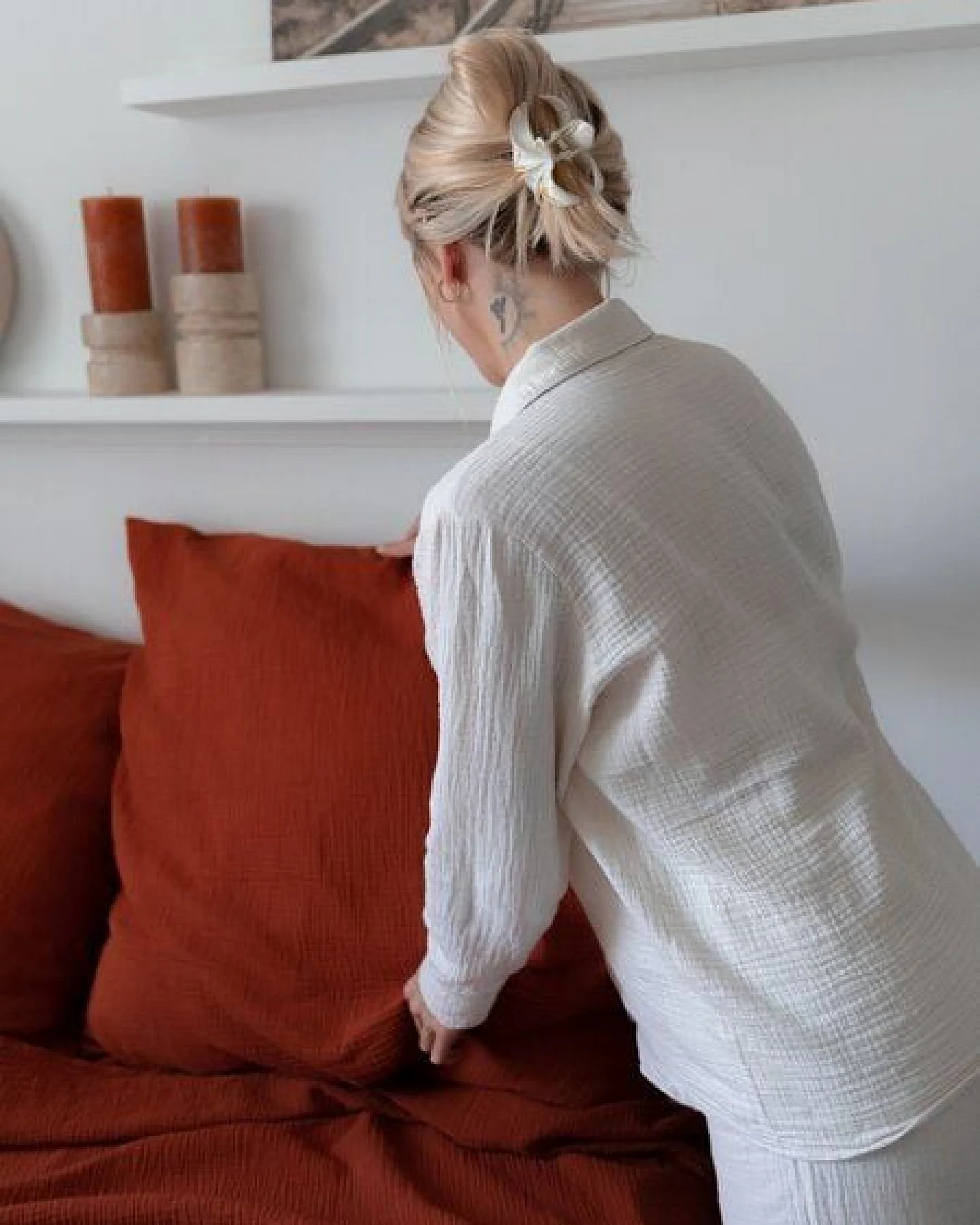 Hutch&Putch Musselin Pyjama Set 2-teilig Langarm Damen – Ansicht 3