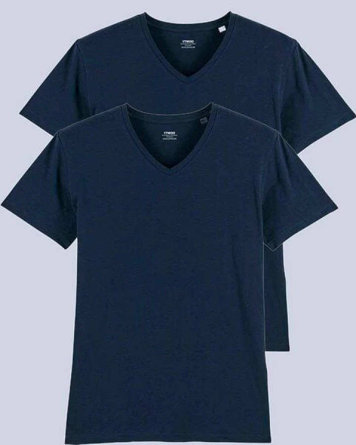 YTWOO 2er Pack Herren T-Shirt mit V-Ausschnitt, Bio-Qualität