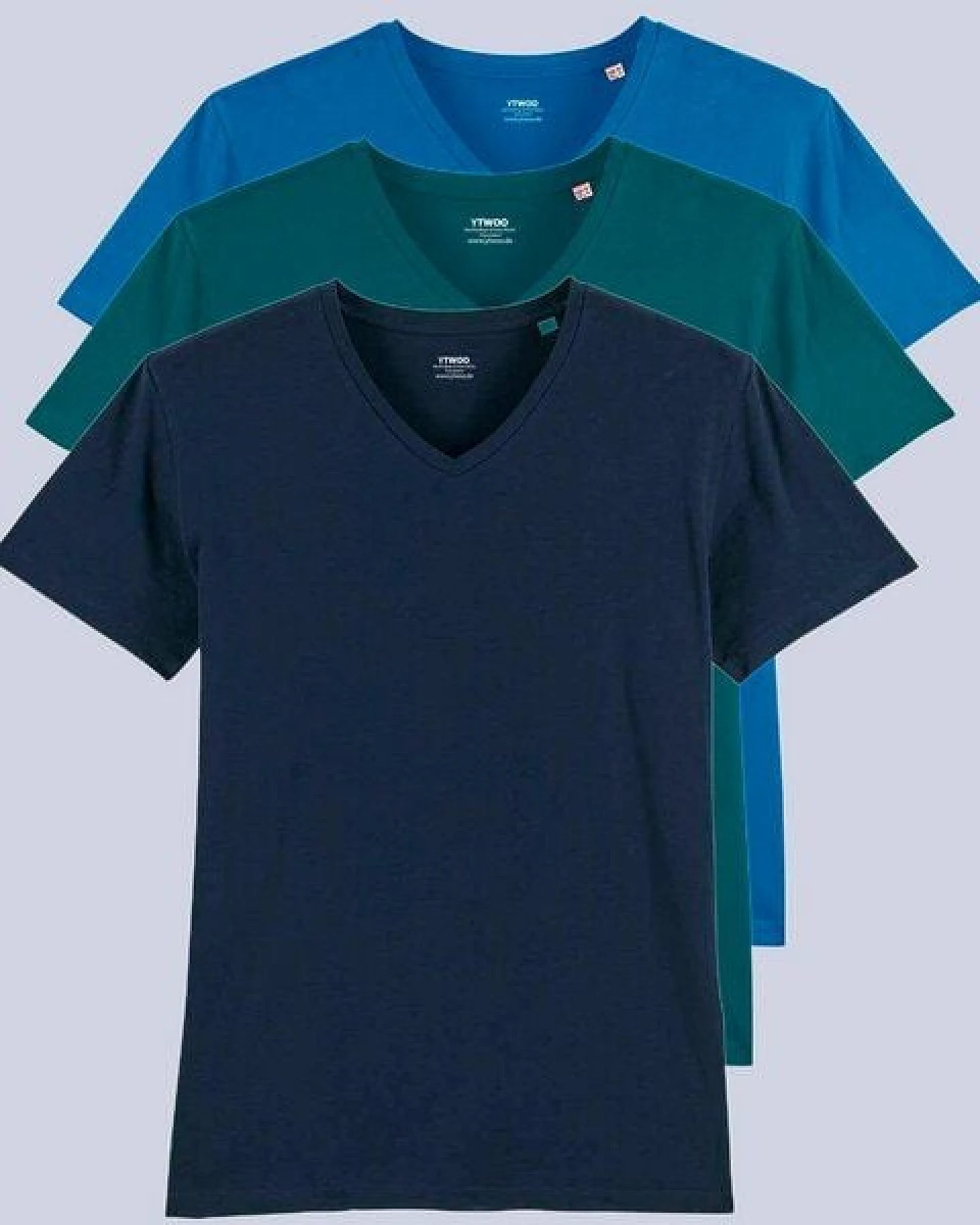 YTWOO 3er Pack Herren T-Shirt mit V-Ausschnitt, Bio-Qualität – Ansicht 2