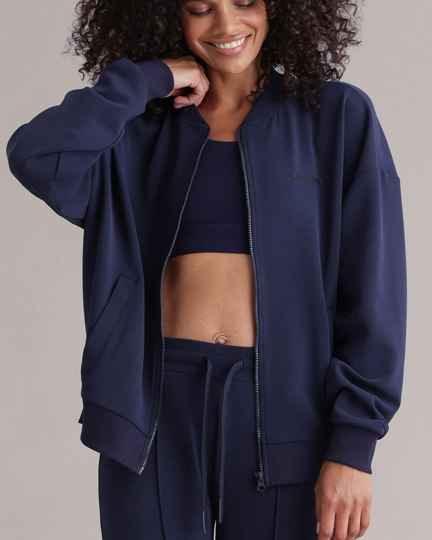Hey Honey Lux Bomber Jacket Baritone Blue – Ansicht 3