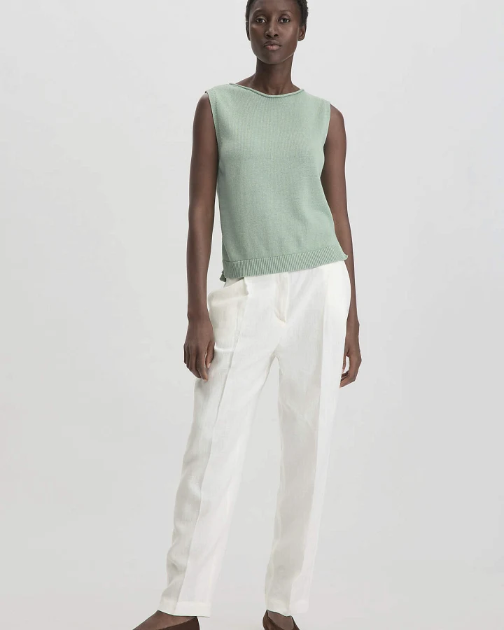 hessnatur Damen Hose Straight Leg Relaxed aus Leinen - weiß - Größe 36