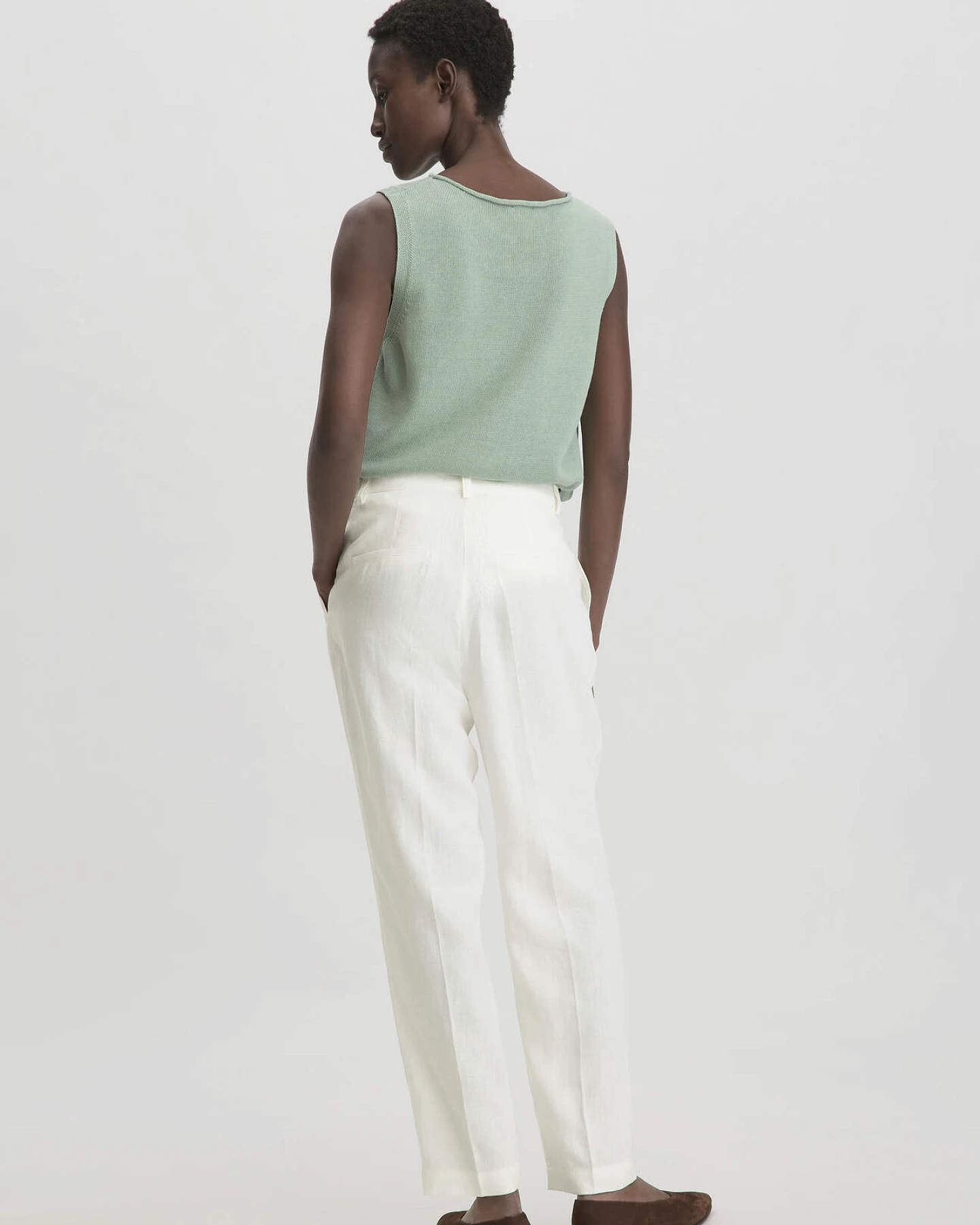hessnatur Damen Hose Straight Leg Relaxed aus Leinen - weiß - Größe 44 – Ansicht 2