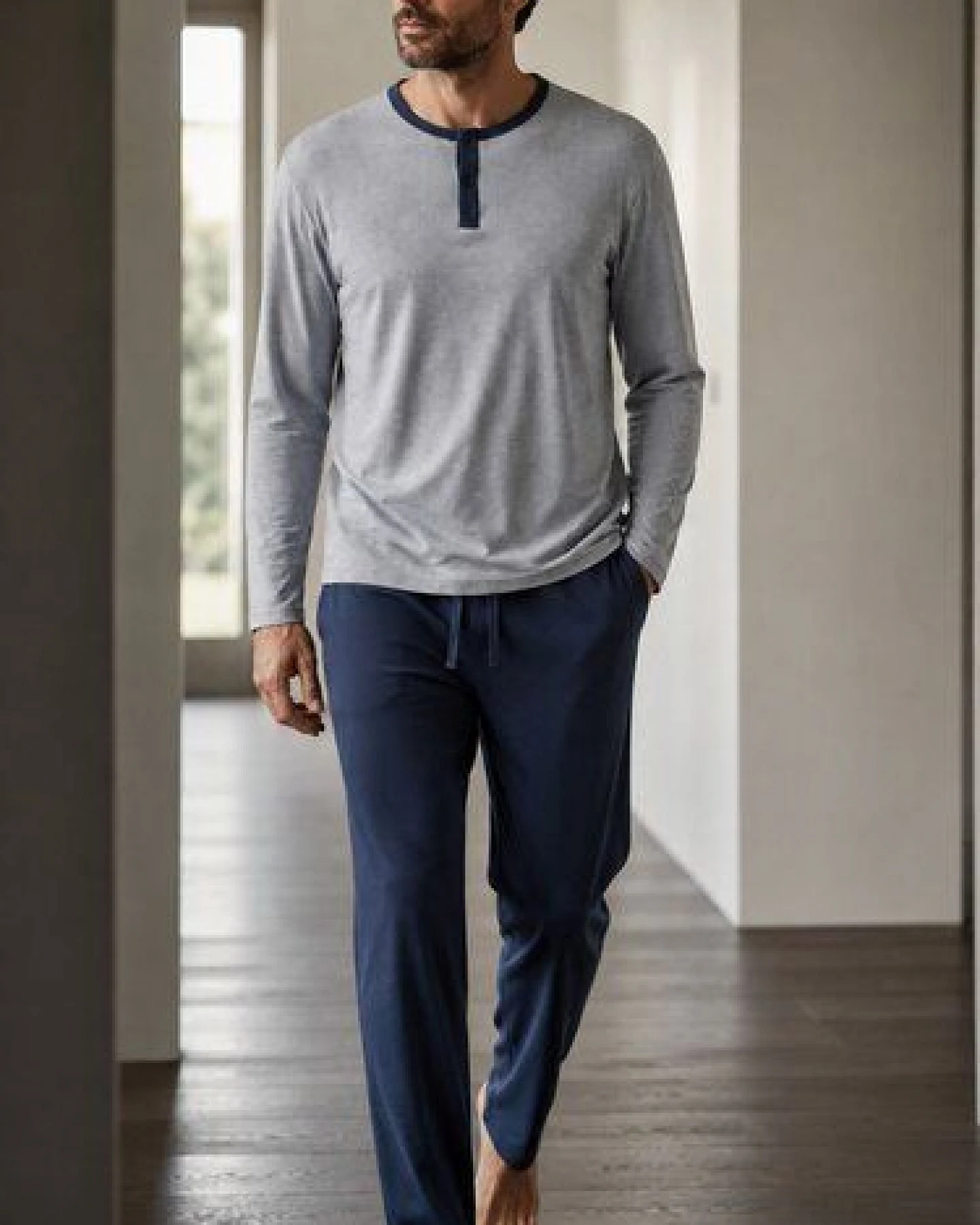 ZD Zero Defects Italy langer Modal-Pyjama in Marineblau – Ansicht 2