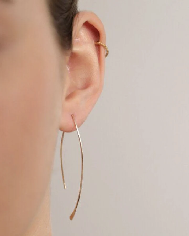 BELLYBIRD Jewellery CREOLEN - Navette, gehämmerte Creolen in V-Form, Silber/Vergoldet/Rosé