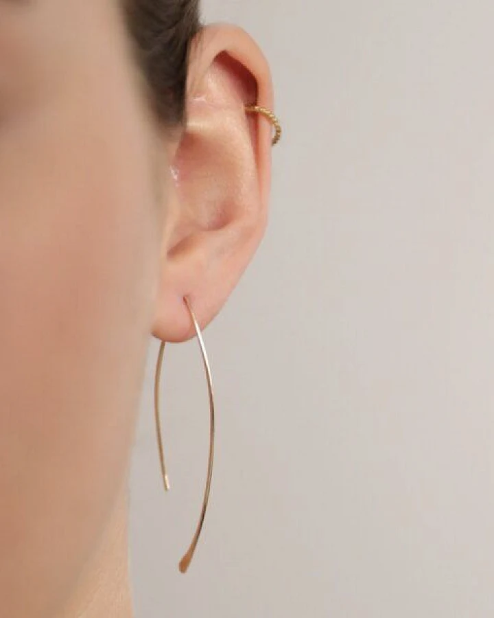 BELLYBIRD Jewellery CREOLEN - Navette, gehämmerte Creolen in V-Form, Silber/Vergoldet/Rosé
