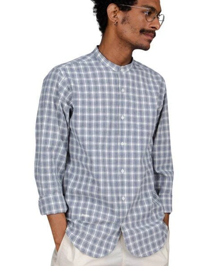 Brava Fabrics Hemd Check Regular Mao mit Stehkragen