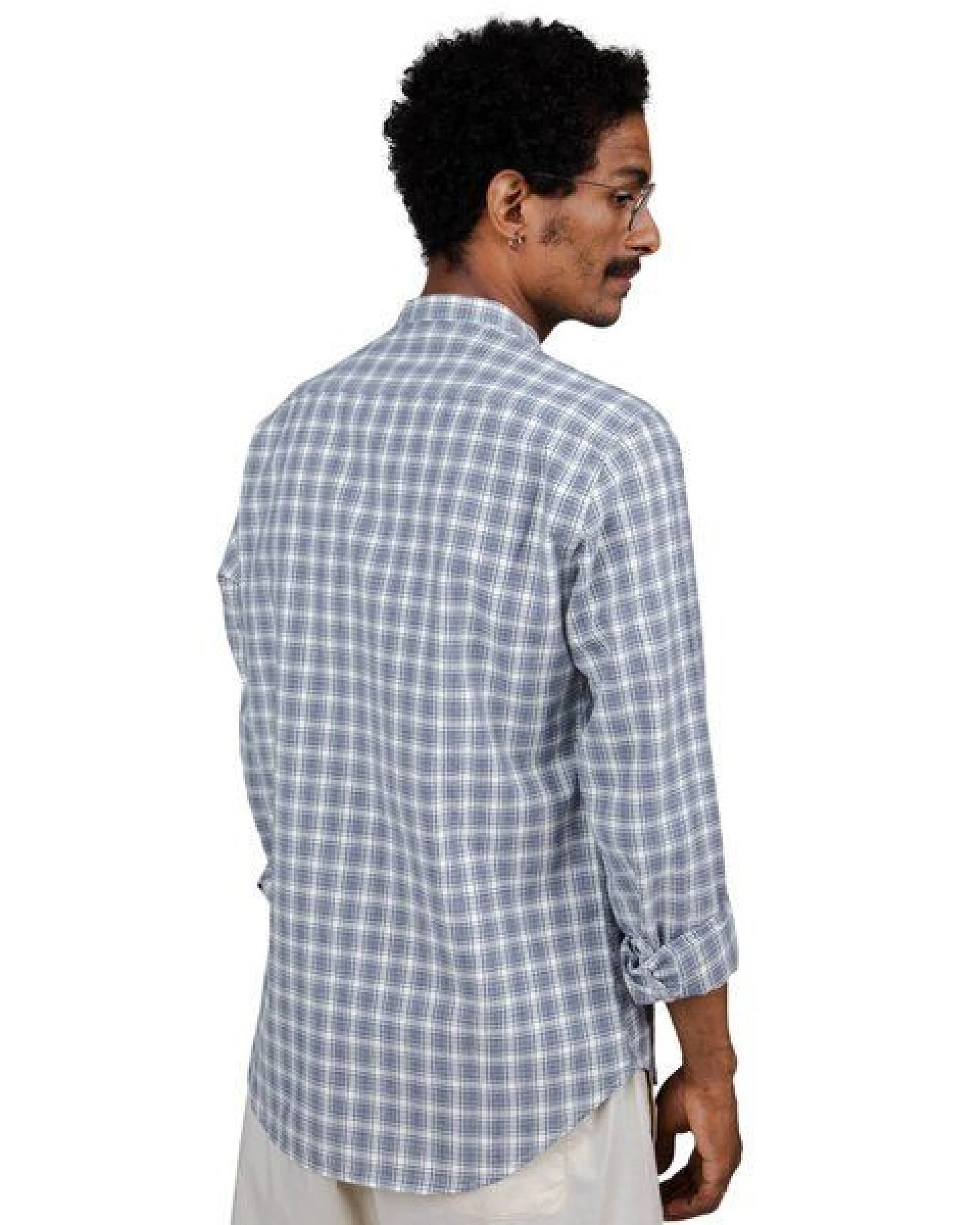 Brava Fabrics Hemd Check Regular Mao mit Stehkragen – Ansicht 3