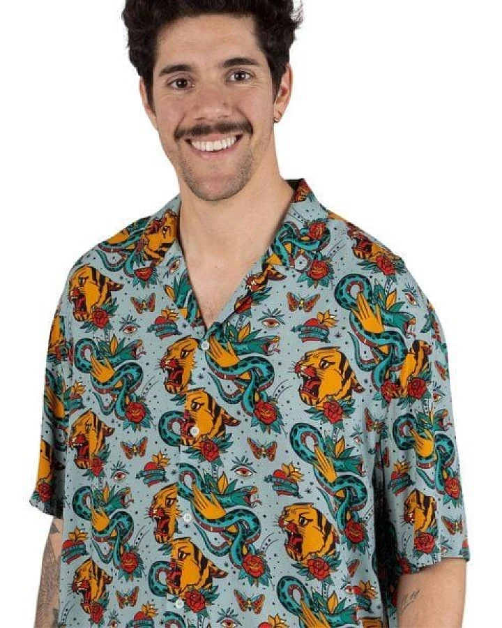 Brava Fabrics Kurzarm-Hemd Old School Tattoo Aloha