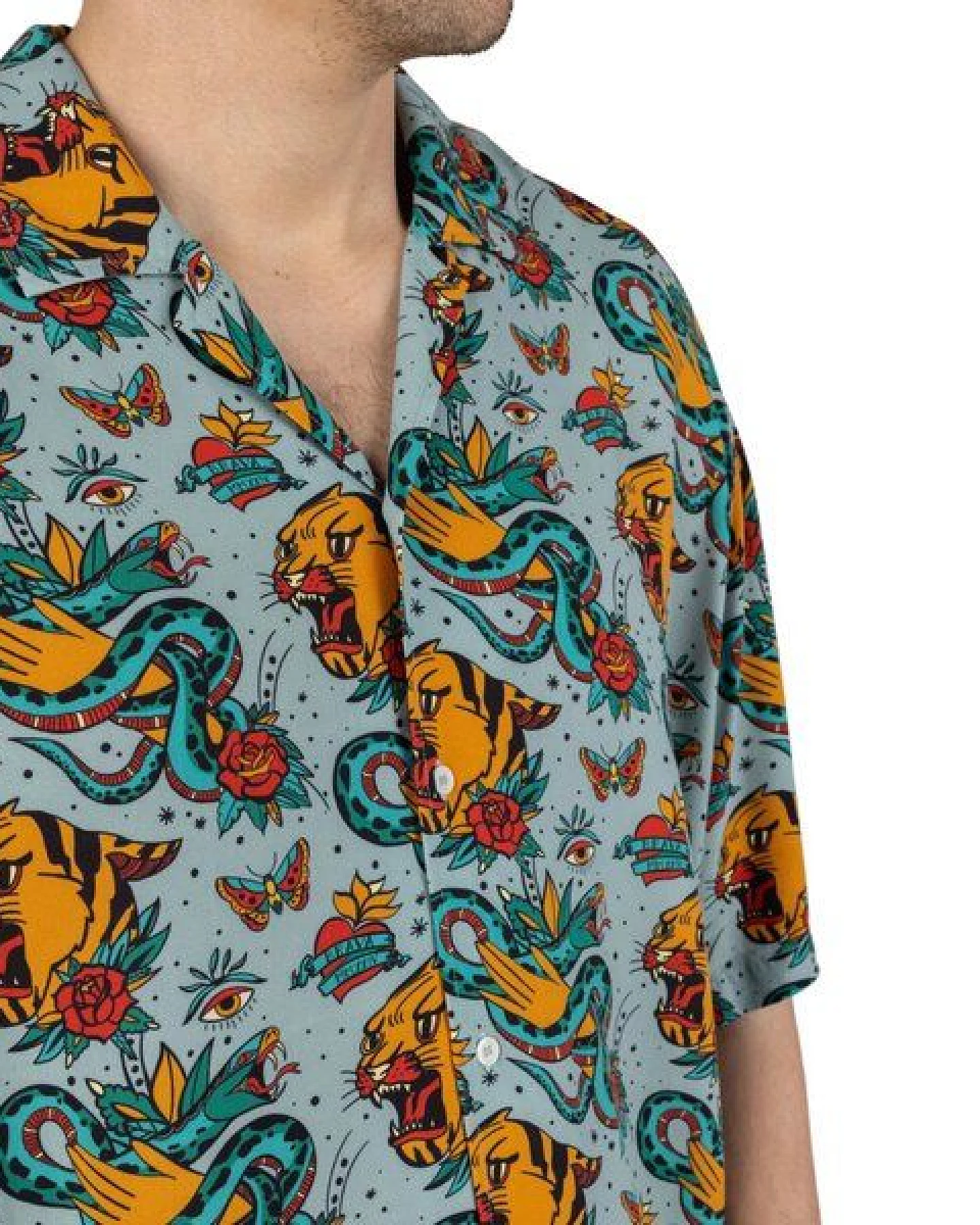 Brava Fabrics Kurzarm-Hemd Old School Tattoo Aloha – Ansicht 2