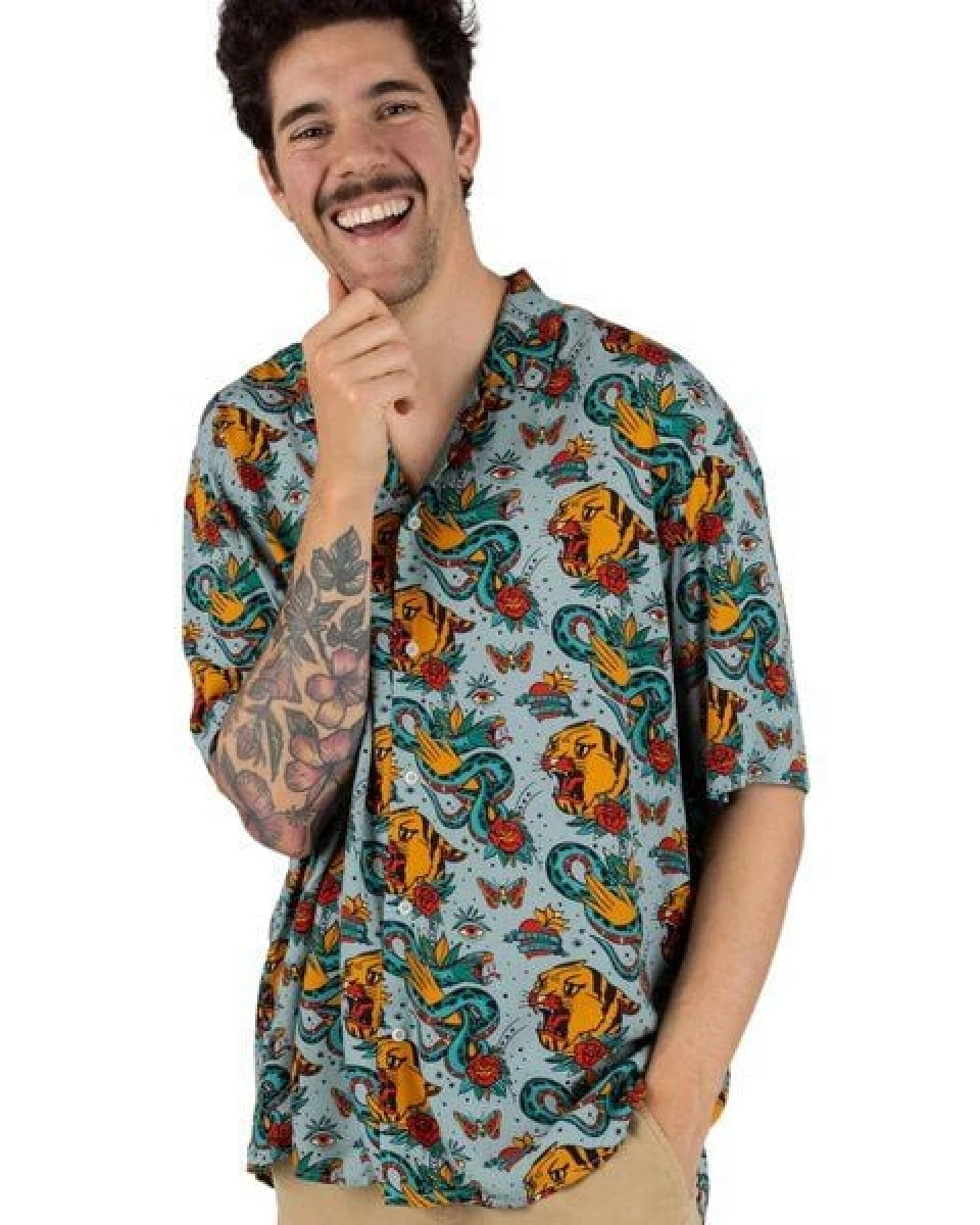 Brava Fabrics Kurzarm-Hemd Old School Tattoo Aloha – Ansicht 4