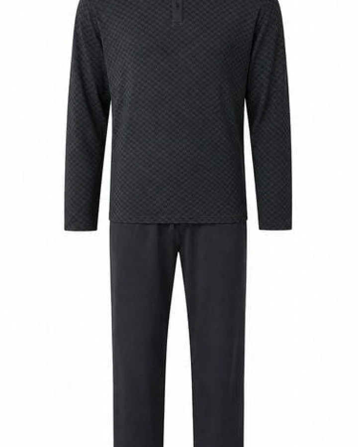 ZD Zero Defects Damier langer Modal-Pyjama in Graphit
