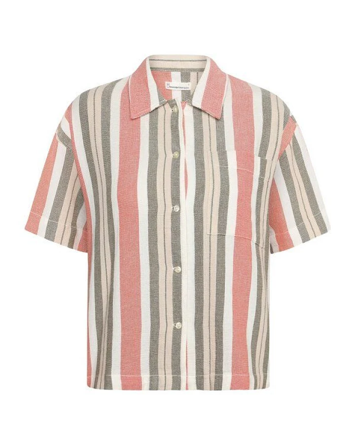 KnowledgeCotton Apparel Gestreiftes Kurzarm-Hemd für Damen