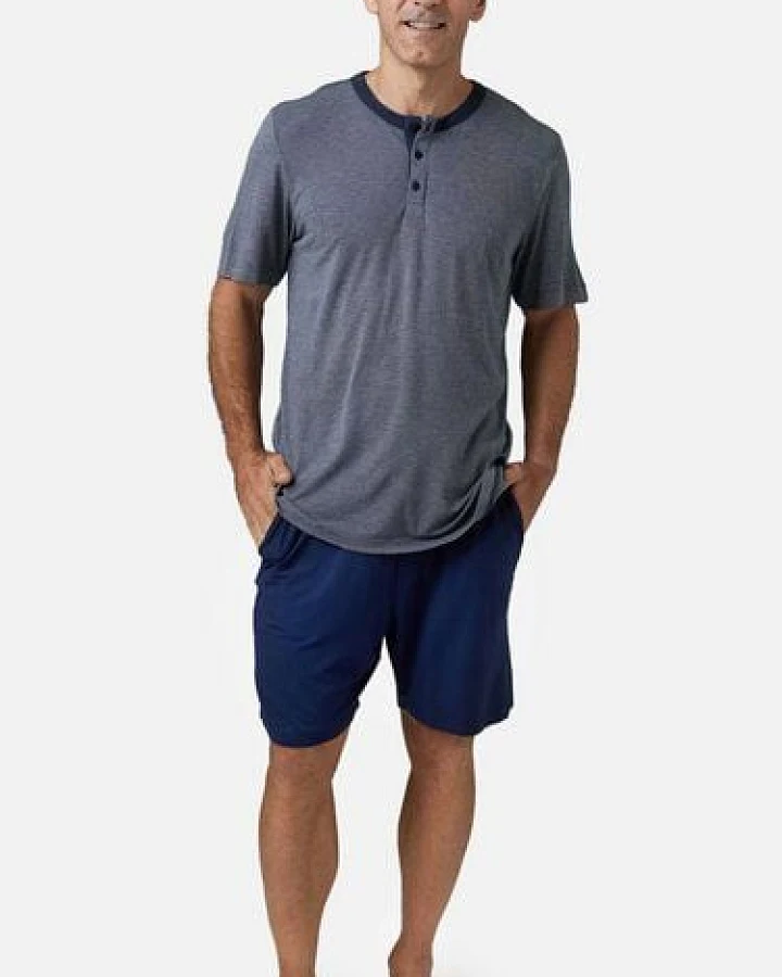 ZD Zero Defects Leios kurzer Modal-Pyjama in Marineblau