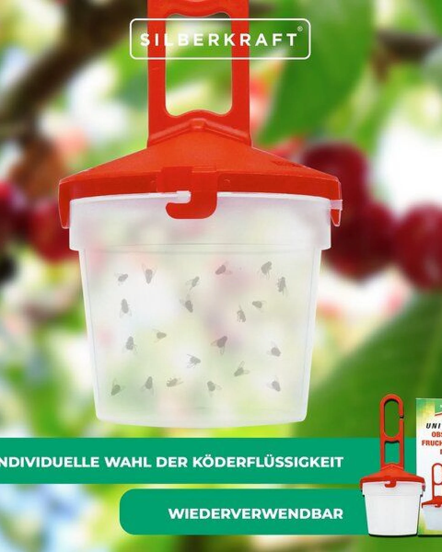 Silberkraft Universal Obst- und Fruchtfliegenfalle - Zum Befüllen mit einem Lockstoff gegen Fruchtfliegen – Ansicht 3