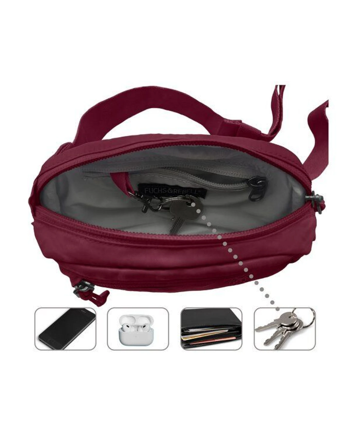 FUCHS & REBELL MIKA Mini Hip Bag – kompakte Anti-Diebstahl Hüfttasche – Ansicht 4