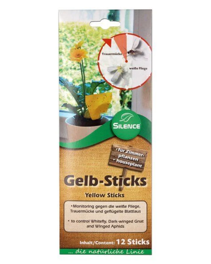 Silberkraft Silence Gelb-Sticks: Effektives Monitoring gegen die weiße Fliege, Trauermücke und Blattlaus