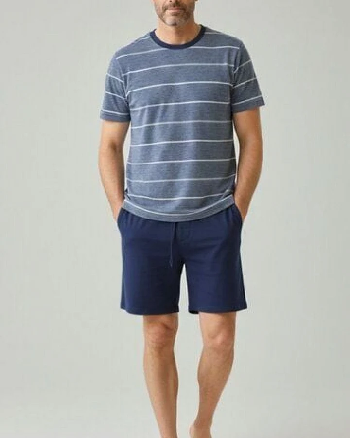 ZD Zero Defects Eos kurzer Modal-Pyjama in Marineblau