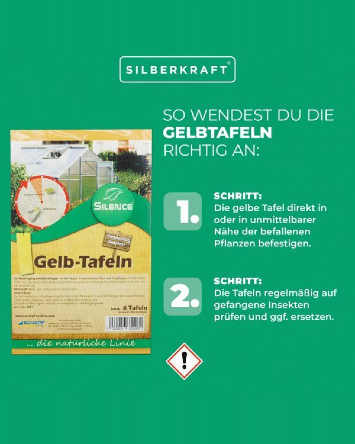 Silberkraft Silence Gelbtafeln: Effektive Lösung gegen weiße Fliegen, Trauermücken, Obst- und Essigfliegen – Ansicht 2