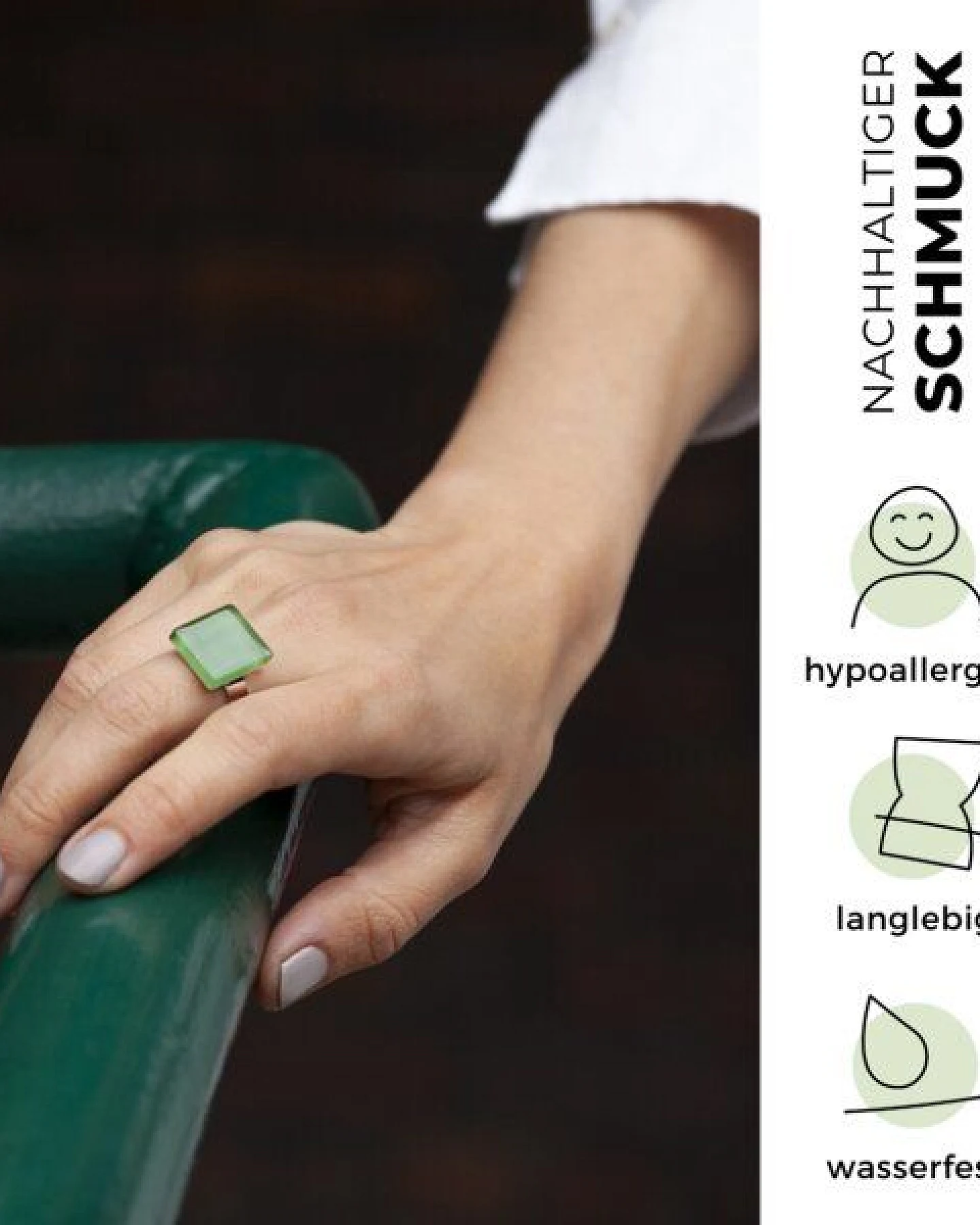 ALEXASCHA Minimalistischer Ring aus Glas, klein – Ansicht 3