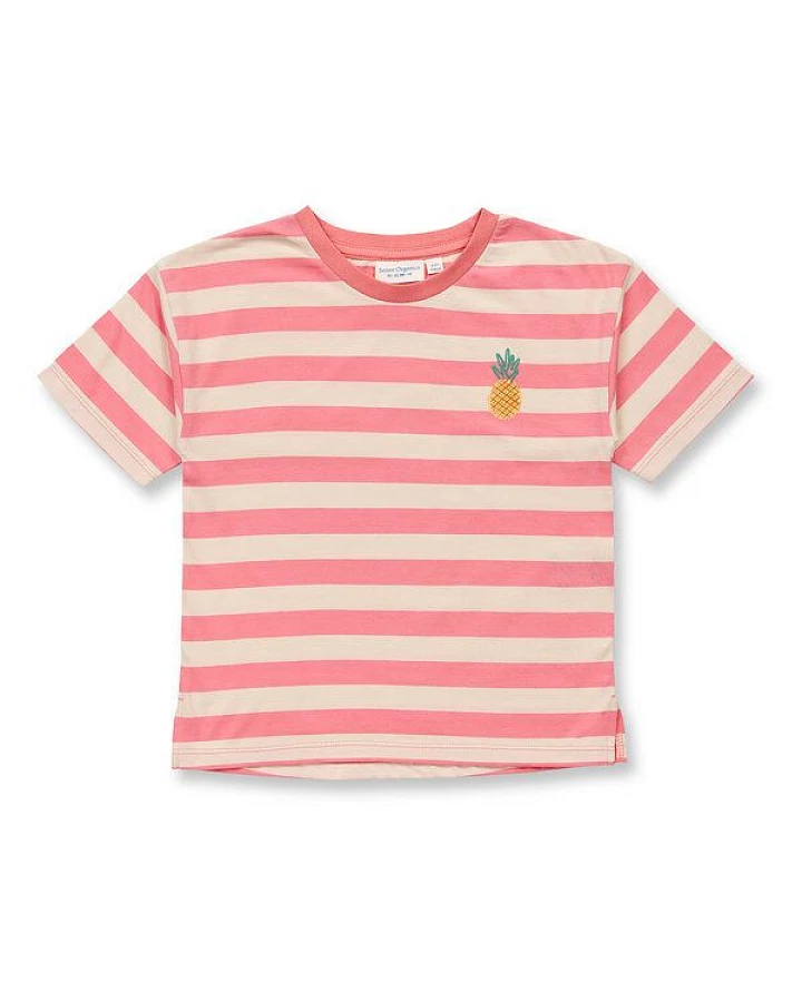 Sense Organics Kinder T-Shirt rosa-creme geringelt, Modell SOPHIE