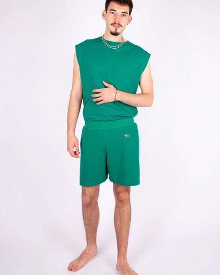 ÆVRIL Unisex Kurze Shorts // Emerald Green // Bio-Baumwolle