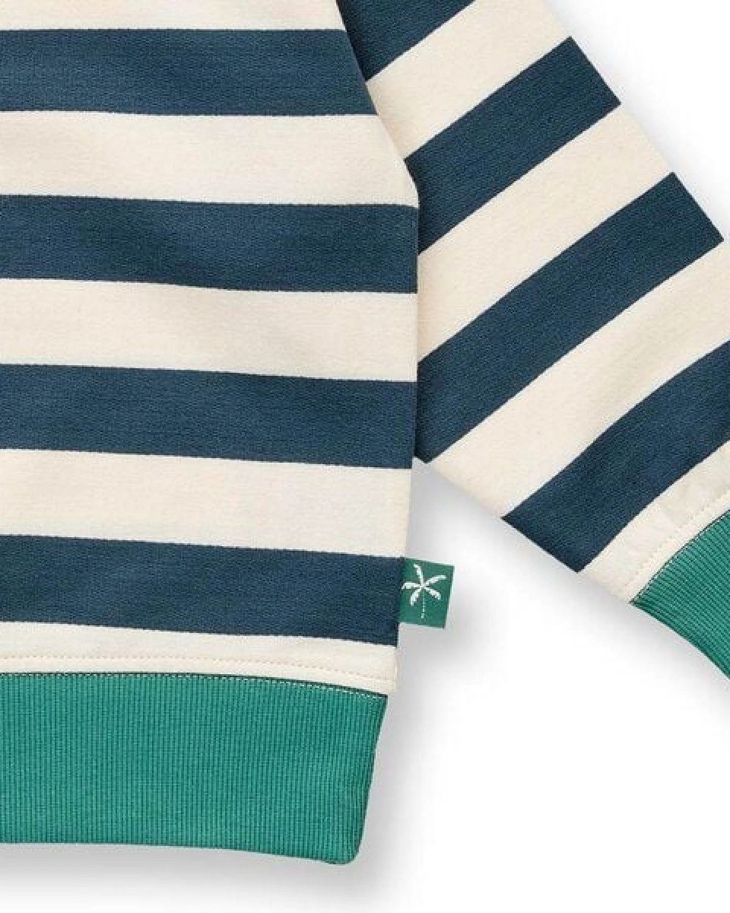 Sense Organics Kinder Sweatshirt dunkelpetrol-weiß geringelt, Modell DARI – Ansicht 3