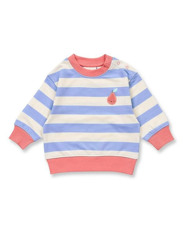 Sense Organics Baby Sweatshirt blau-weiß geringelt, Modell SIAM