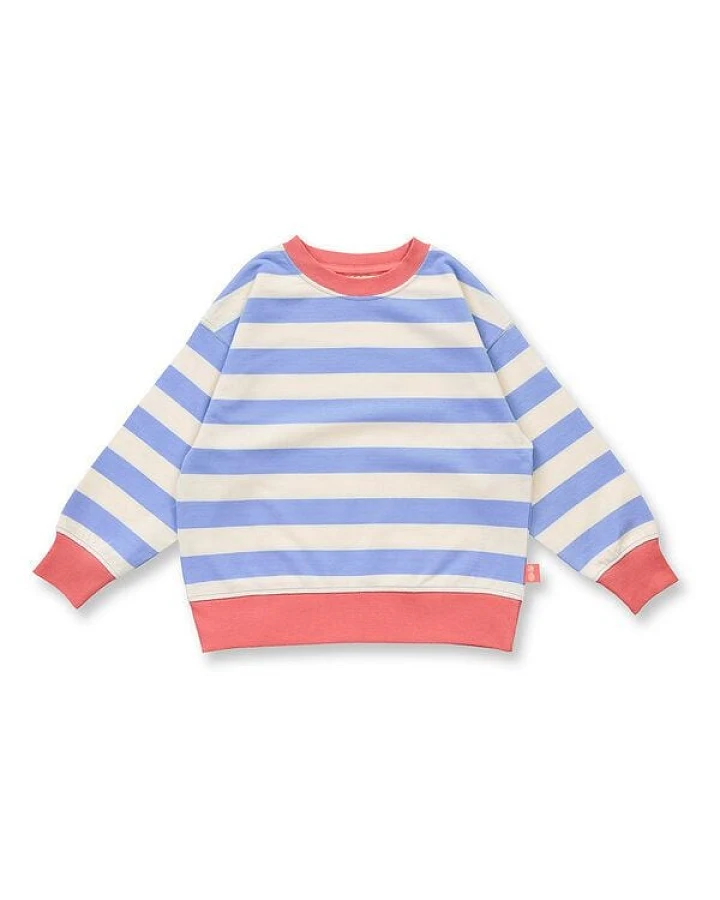 Sense Organics Kinder Sweatshirt blau-weiß geringelt, Modell DARI