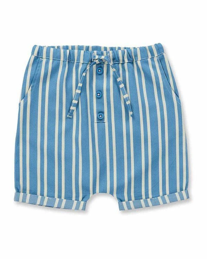 sense-organics Baby Shorts blau-weiß gestreift, Modell LEI