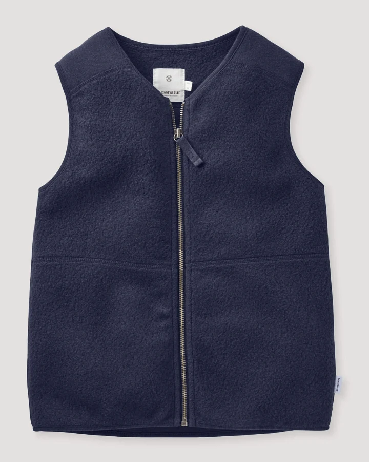 hessnatur Kinder Fleece Weste aus Bio-Baumwolle - blau - Größe 146/152