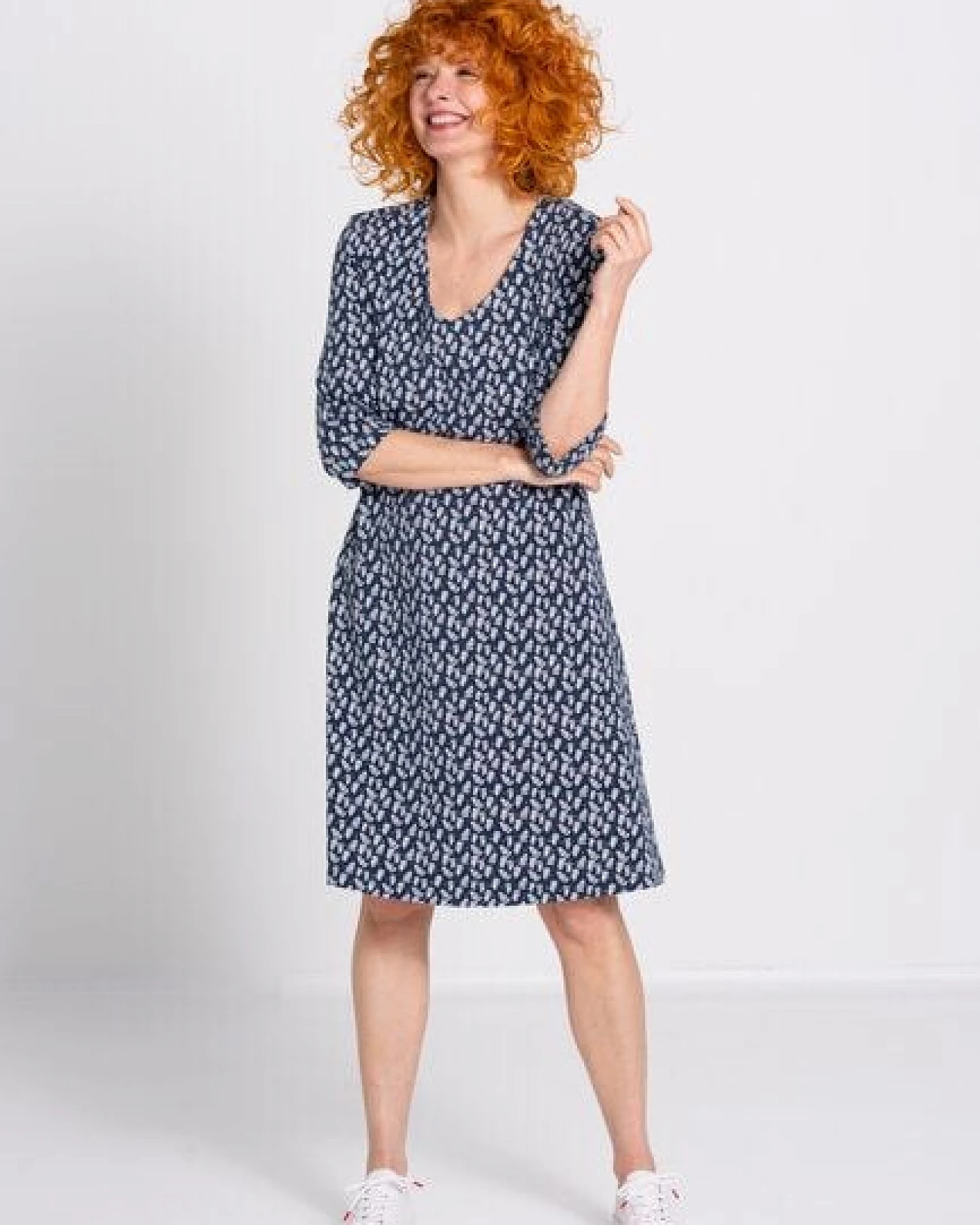 Heidekönigin Jersey Kleid m. V-Ausschnitt – Ansicht 4