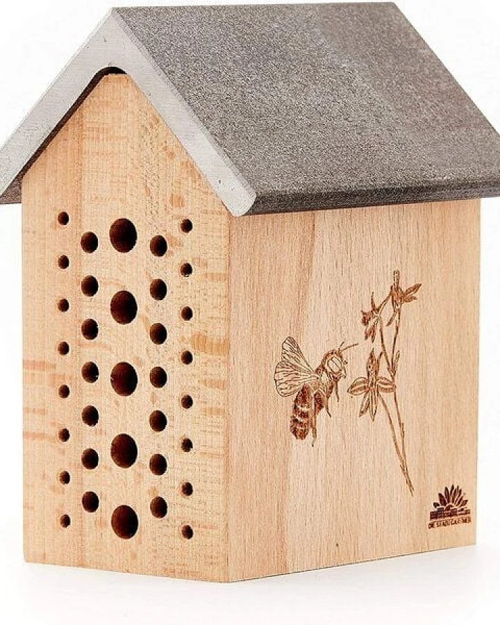 Die Stadtgärtner Bienchenhotel aus Buchenholz I Wetterfestes Insektenhotel für Bienen