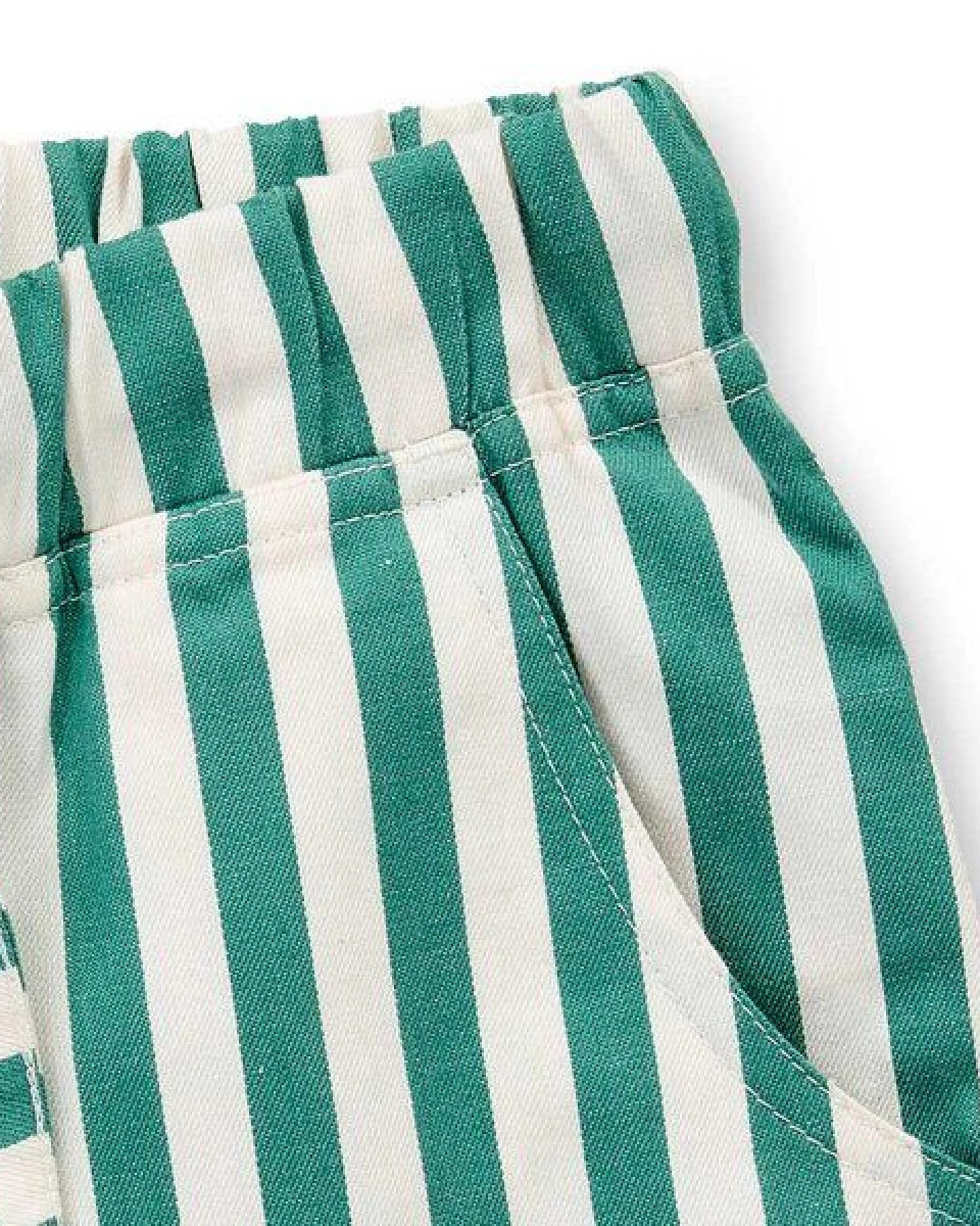 Sense Organics Kinder Shorts grün-weiß gestreift, Modell RESSAD – Ansicht 3