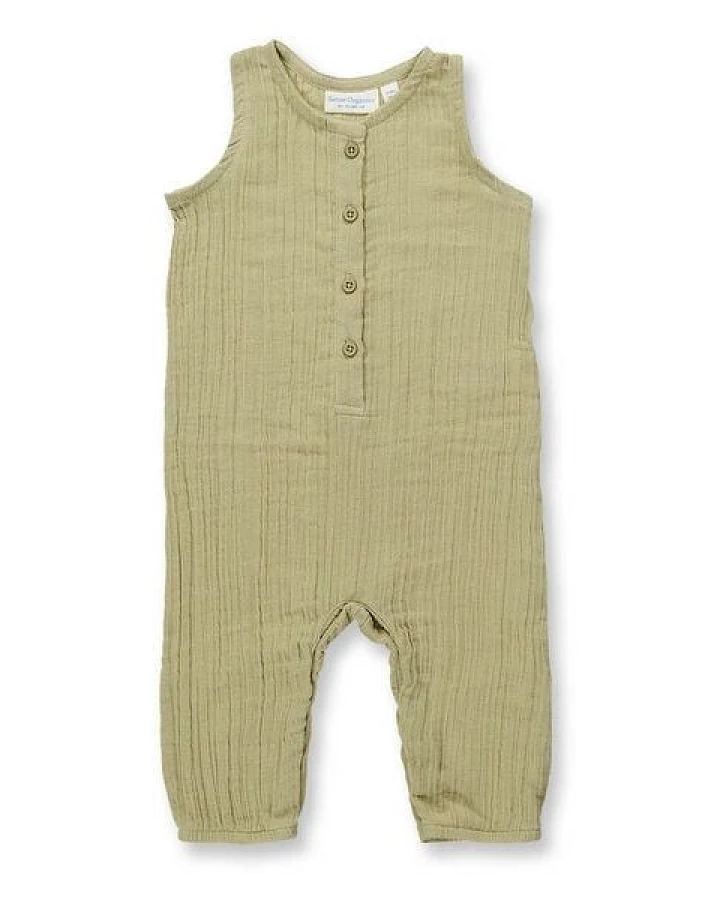 Sense Organics Baby Overall in schilfgrün, Modell MARIS