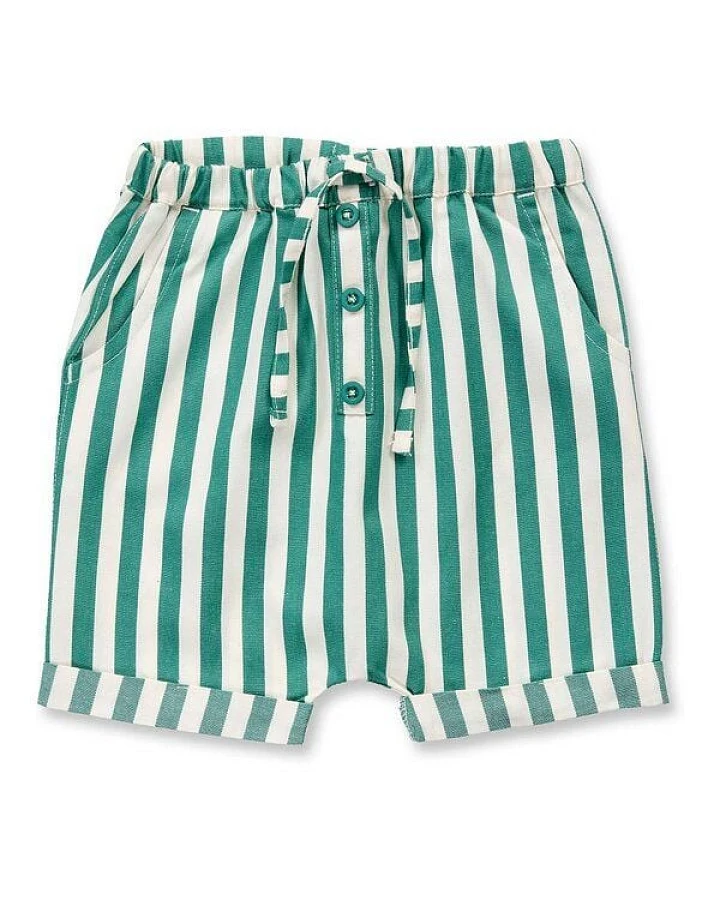 Sense Organics Baby Shorts grün-weiß gestreift, Modell LEI