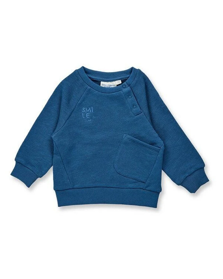 Sense Organics Baby Sweatshirt in ozeanblau, Modell BERIN