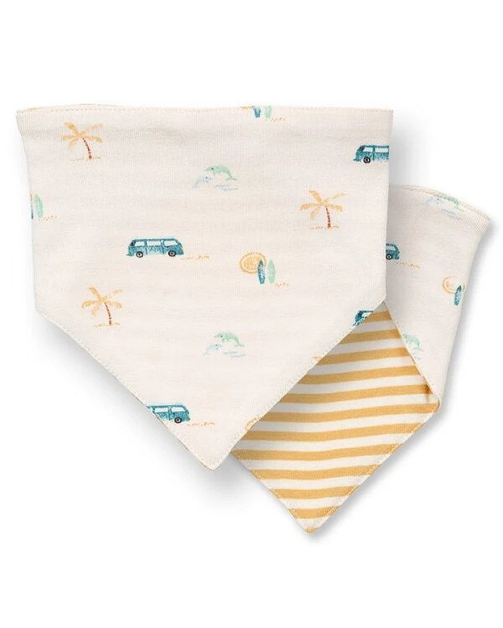 Sense Organics Baby Dreieckstuch mit Retro-Bus-Druck, Modell BIB
