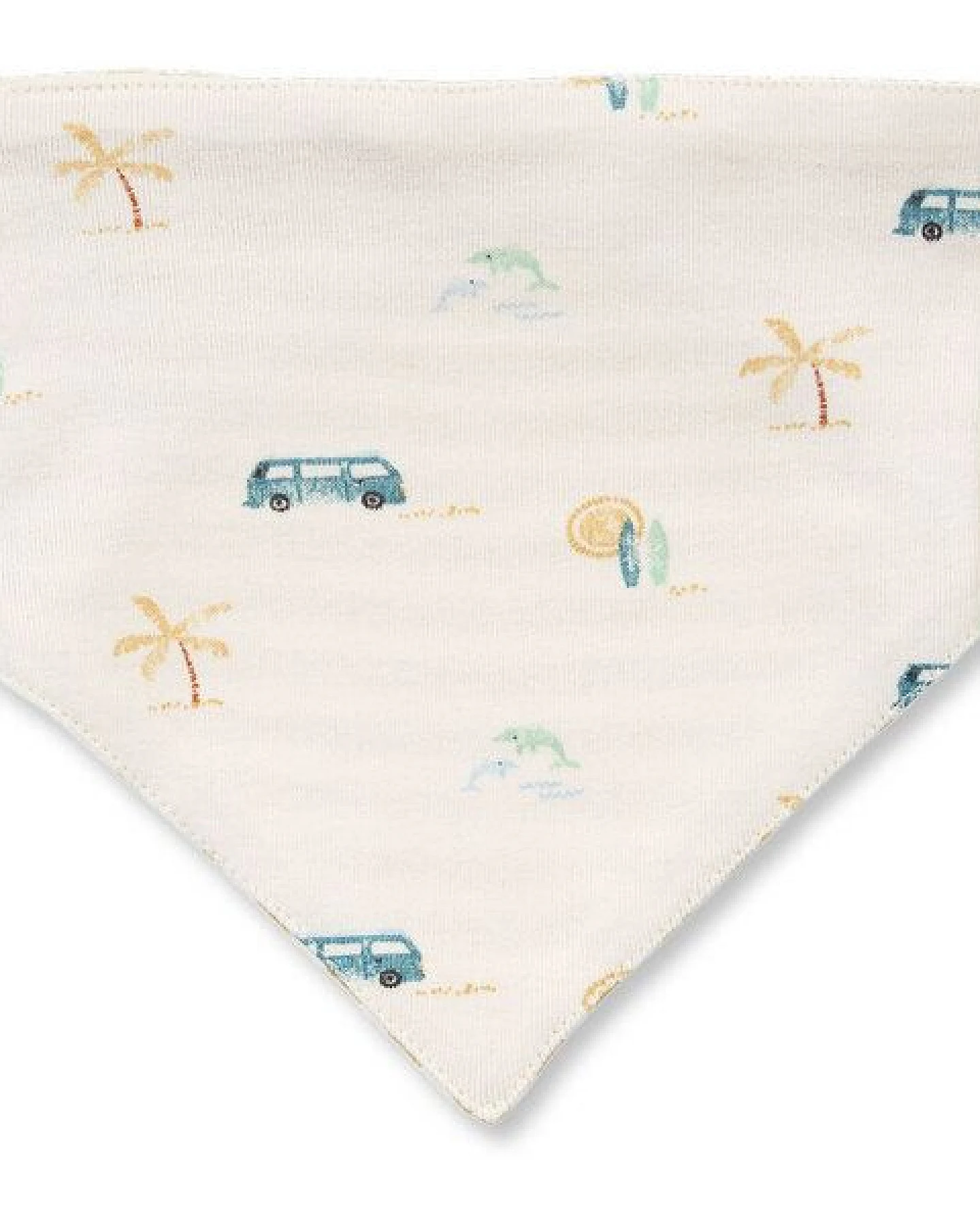 Sense Organics Baby Dreieckstuch mit Retro-Bus-Druck, Modell BIB – Ansicht 2