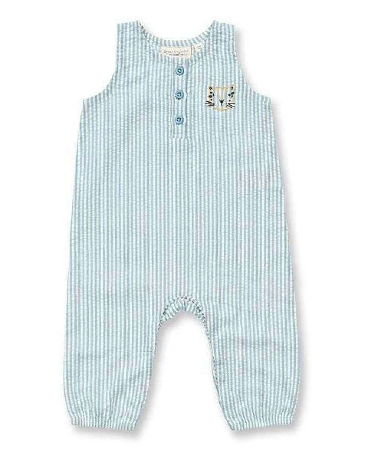 Sense Organics Baby Overall blau-weiß geringelt, Modell MARIS