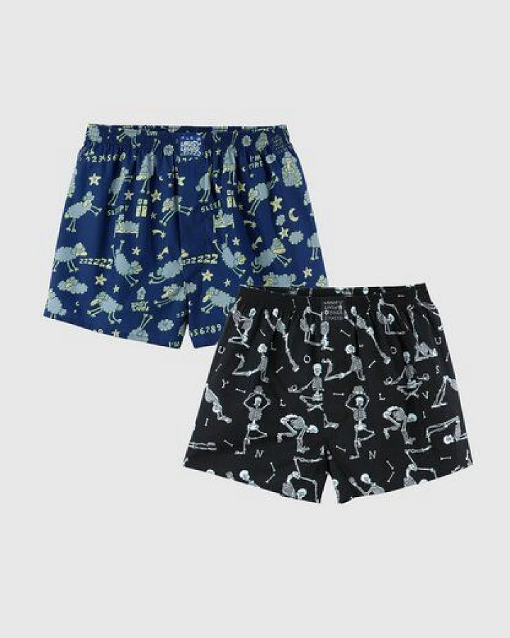 Lousy Livin Weite Boxershorts 2er Pack SHEEP & YOGA aus 100% Bio-Baumwolle