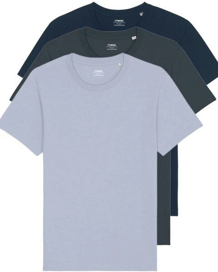 YTWOO 3er Pack Basic Unisex T-Shirt aus Bio Baumwolle