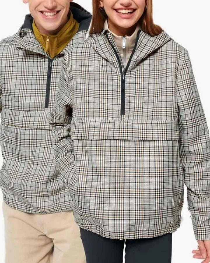 YTWOO Überziehjacke mit kariertem Tweed-Muster, Windbreaker, Schlupfjacke